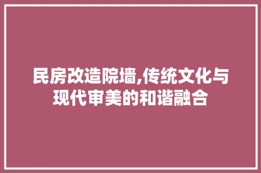 民房改造院墙,传统文化与现代审美的和谐融合