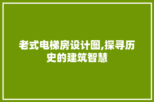 老式电梯房设计图,探寻历史的建筑智慧