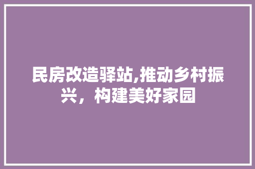民房改造驿站,推动乡村振兴，构建美好家园