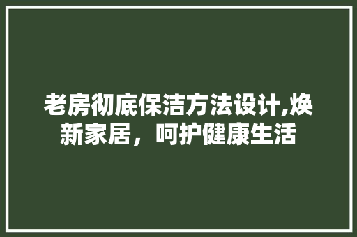 老房彻底保洁方法设计,焕新家居，呵护健康生活