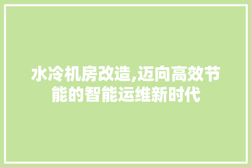 水冷机房改造,迈向高效节能的智能运维新时代