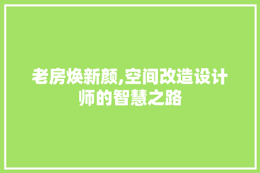 老房焕新颜,空间改造设计师的智慧之路