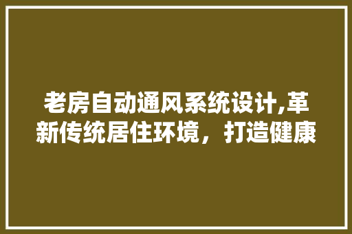 老房自动通风系统设计,革新传统居住环境，打造健康生活空间