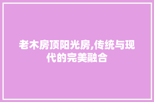 老木房顶阳光房,传统与现代的完美融合