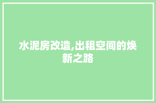 水泥房改造,出租空间的焕新之路