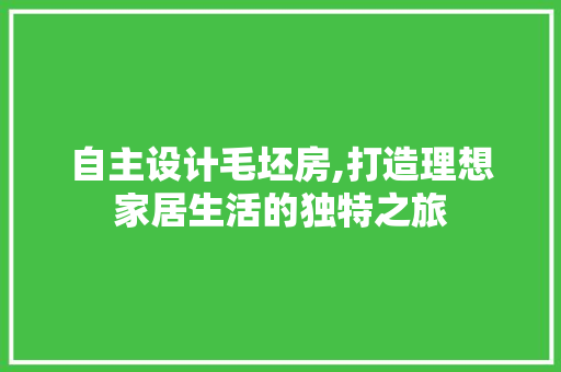 自主设计毛坯房,打造理想家居生活的独特之旅