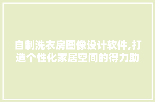 自制洗衣房图像设计软件,打造个性化家居空间的得力助手