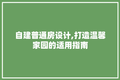 自建普通房设计,打造温馨家园的适用指南