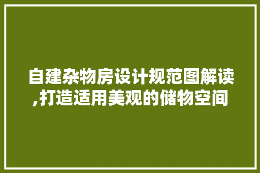 自建杂物房设计规范图解读,打造适用美观的储物空间