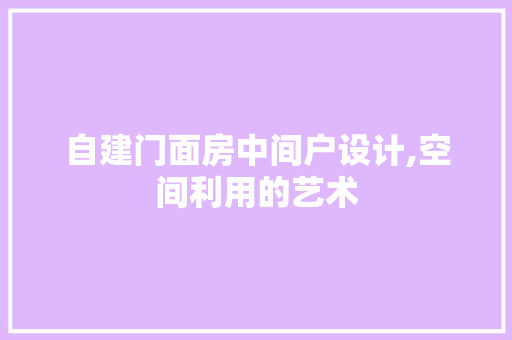 自建门面房中间户设计,空间利用的艺术