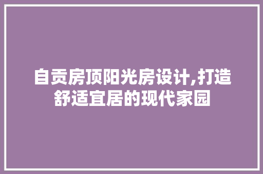 自贡房顶阳光房设计,打造舒适宜居的现代家园