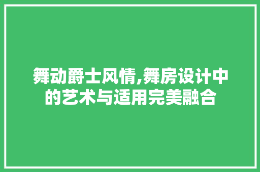 舞动爵士风情,舞房设计中的艺术与适用完美融合