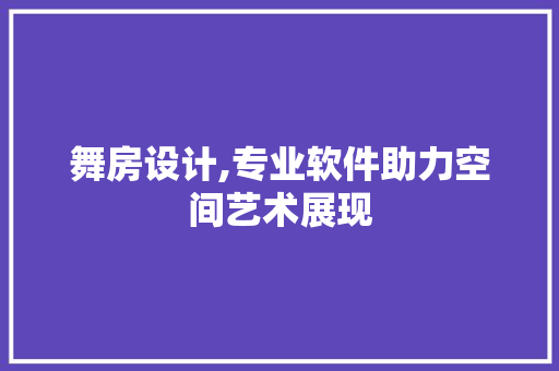 舞房设计,专业软件助力空间艺术展现