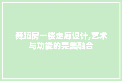 舞蹈房一楼走廊设计,艺术与功能的完美融合