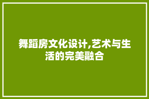 舞蹈房文化设计,艺术与生活的完美融合