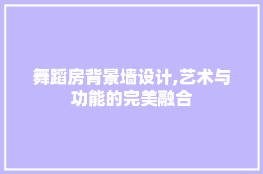 舞蹈房背景墙设计,艺术与功能的完美融合