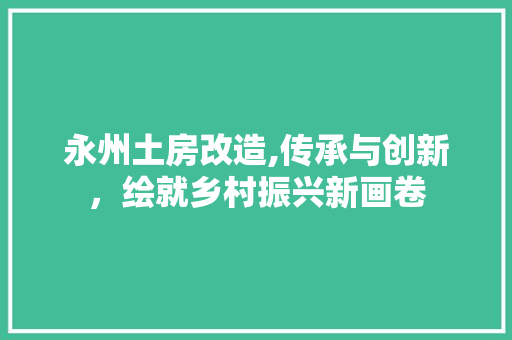 永州土房改造,传承与创新，绘就乡村振兴新画卷