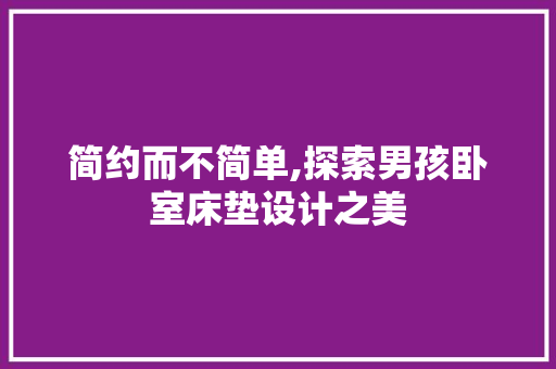 简约而不简单,探索男孩卧室床垫设计之美