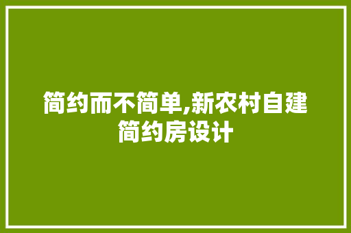 简约而不简单,新农村自建简约房设计
