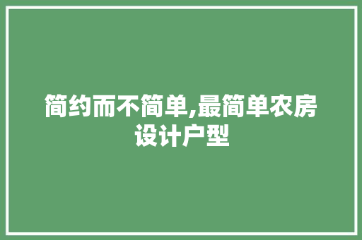 简约而不简单,最简单农房设计户型