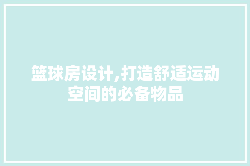 篮球房设计,打造舒适运动空间的必备物品