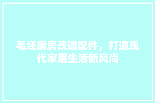 毛坯厨房改造配件，打造现代家居生活新风尚