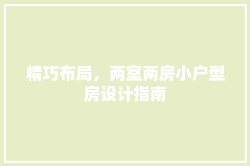 精巧布局，两室两房小户型房设计指南