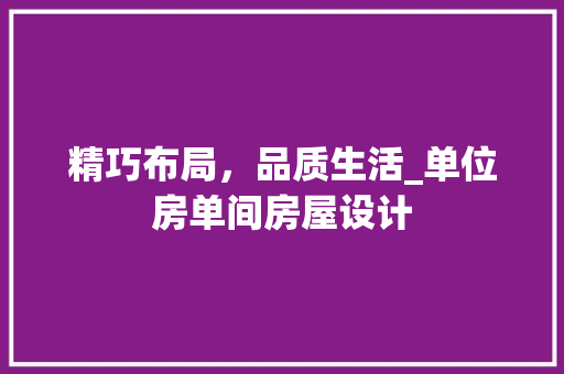 精巧布局，品质生活_单位房单间房屋设计