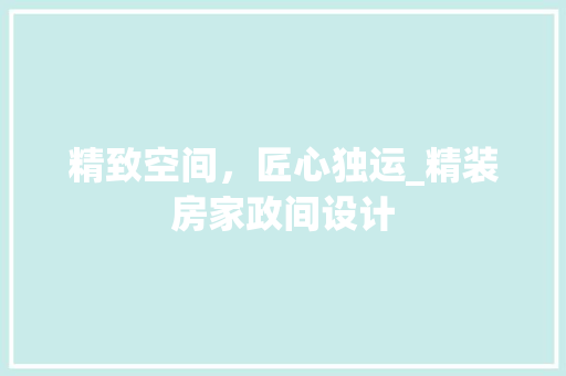 精致空间，匠心独运_精装房家政间设计