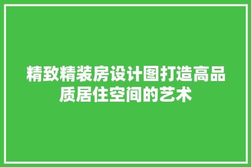 精致精装房设计图打造高品质居住空间的艺术