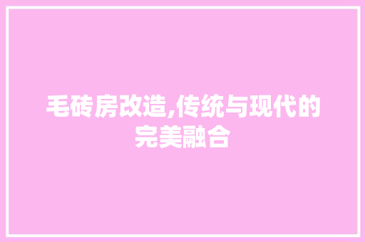 毛砖房改造,传统与现代的完美融合