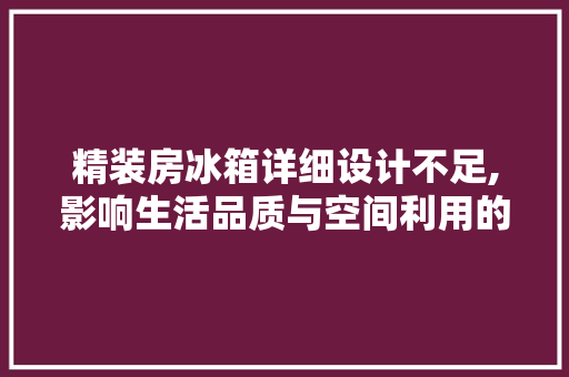 精装房冰箱详细设计不足,影响生活品质与空间利用的隐忧