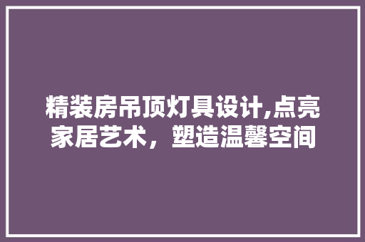 精装房吊顶灯具设计,点亮家居艺术，塑造温馨空间