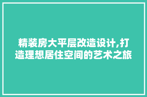 精装房大平层改造设计,打造理想居住空间的艺术之旅