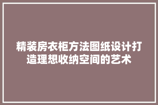精装房衣柜方法图纸设计打造理想收纳空间的艺术