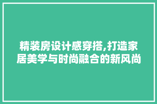 精装房设计感穿搭,打造家居美学与时尚融合的新风尚