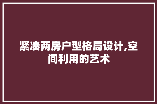 紧凑两房户型格局设计,空间利用的艺术