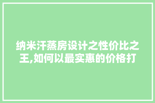纳米汗蒸房设计之性价比之王,如何以最实惠的价格打造理想空间