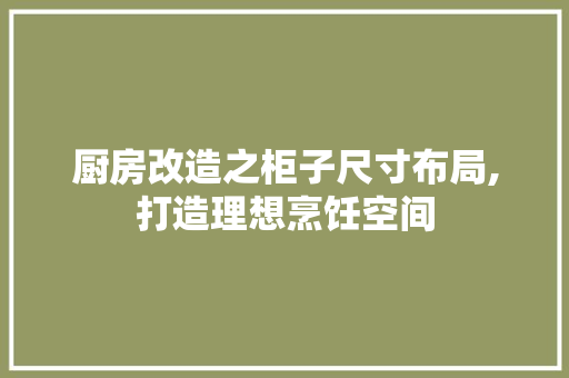 厨房改造之柜子尺寸布局,打造理想烹饪空间