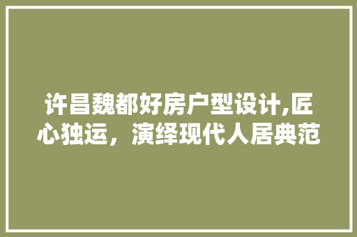 许昌魏都好房户型设计,匠心独运，演绎现代人居典范