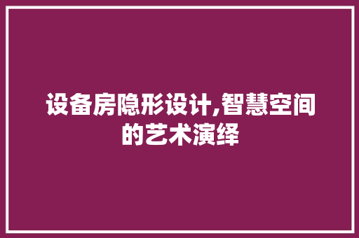 设备房隐形设计,智慧空间的艺术演绎