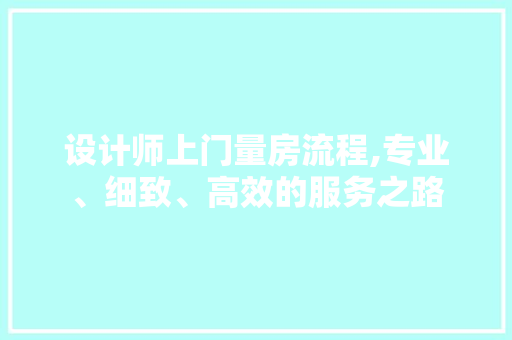 设计师上门量房流程,专业、细致、高效的服务之路