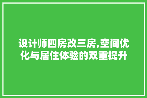 设计师四房改三房,空间优化与居住体验的双重提升