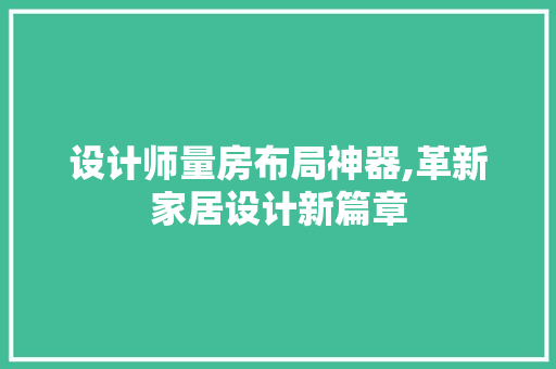 设计师量房布局神器,革新家居设计新篇章