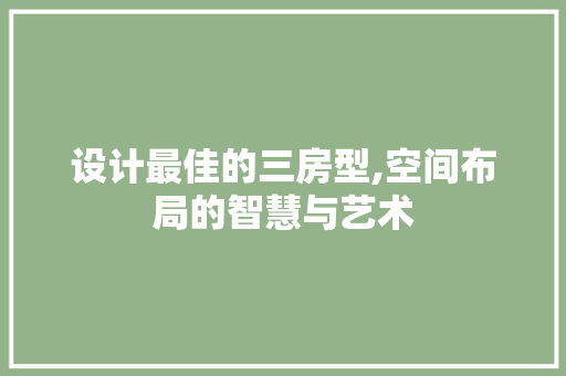 设计最佳的三房型,空间布局的智慧与艺术