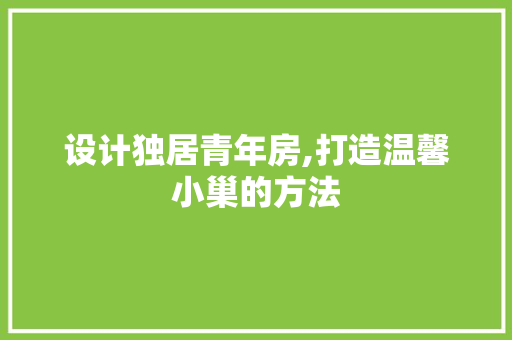 设计独居青年房,打造温馨小巢的方法