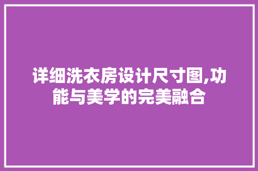 详细洗衣房设计尺寸图,功能与美学的完美融合