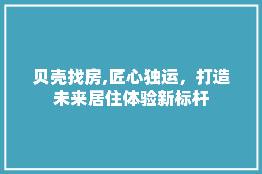 贝壳找房,匠心独运，打造未来居住体验新标杆