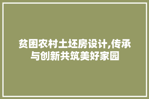 贫困农村土坯房设计,传承与创新共筑美好家园