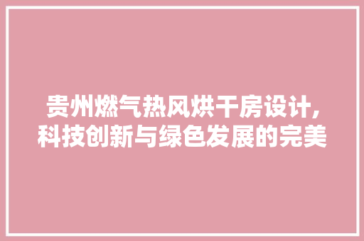 贵州燃气热风烘干房设计,科技创新与绿色发展的完美融合